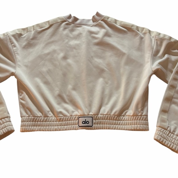 Alo Yoga Prizewinner Cropped Bomber Jacket | Bone Ivory | Size L - Picture 3 of 15